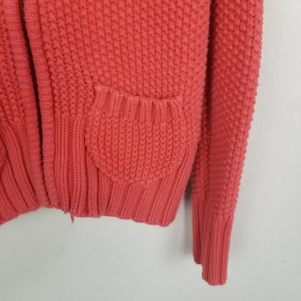 Old Navy Salmon Zipper Front Hooded‎ Cotton Sweater
